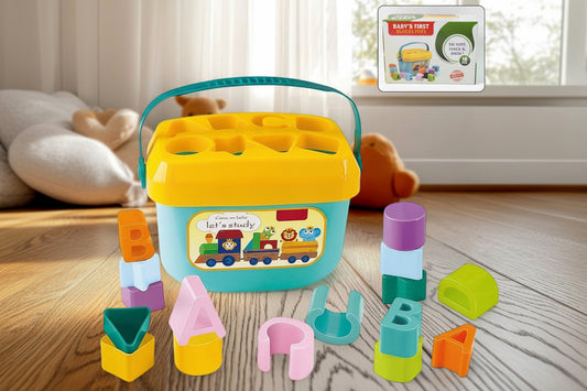 Baby First Block Set For Kids Non-toxic Abcd Geometric Shape Sorting Stacking Toy (1 Set)