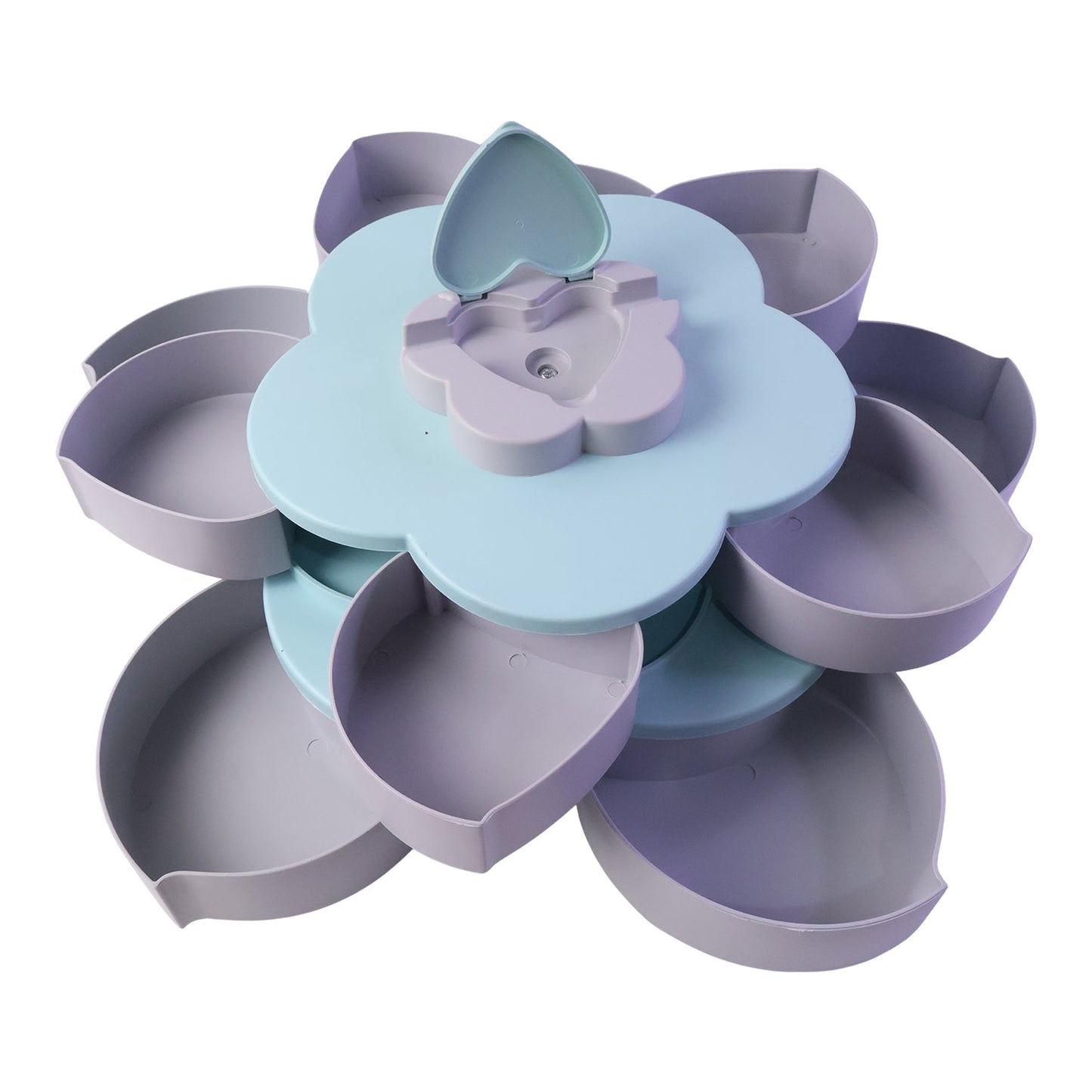 Rotating Candy Dish Flower Shape Multi Section Snack Box With Phone Holder (1 Set)