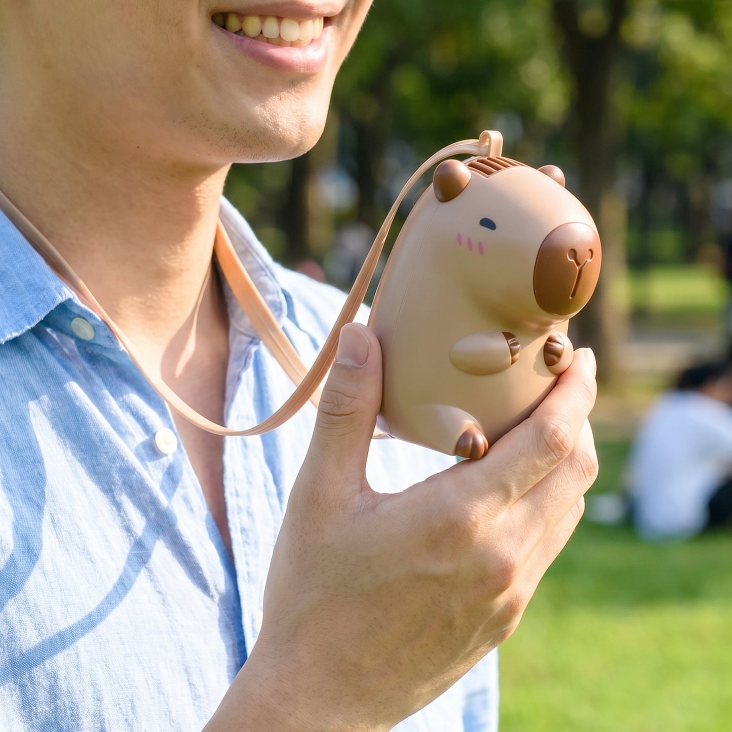 Cute Bear Shape Portable Mini Fan With Neck Strap (1 Pc)