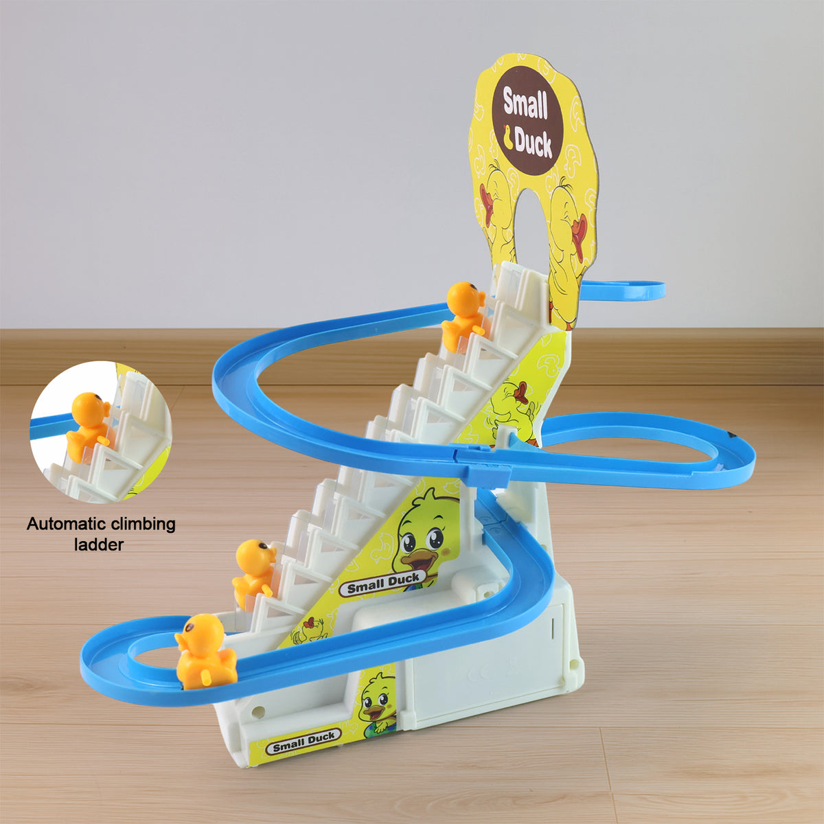Lala Small Duck Climb Stairs Toy Roller Coaster With Flashing Lights  Music (3 Ducks)