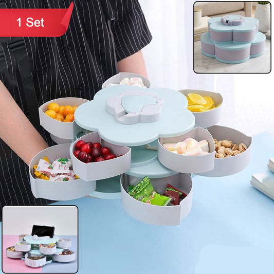 Rotating Candy Dish Flower Shape Multi Section Snack Box With Phone Holder (1 Set)
