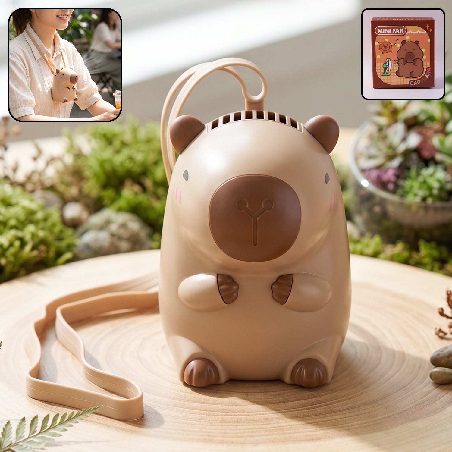 Cute Bear Shape Portable Mini Fan With Neck Strap (1 Pc)