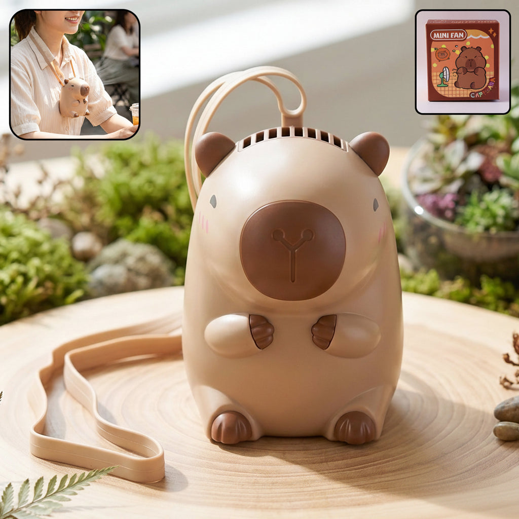Cute Bear Shape Portable Mini Fan With Neck Strap (1 Pc)