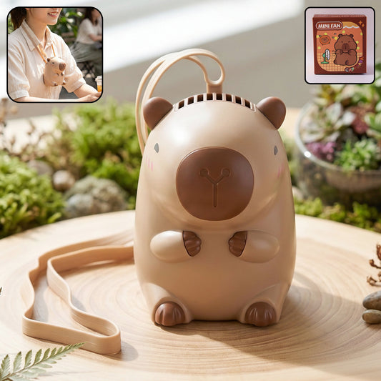 Cute Bear Shape Portable Mini Fan With Neck Strap (1 Pc)